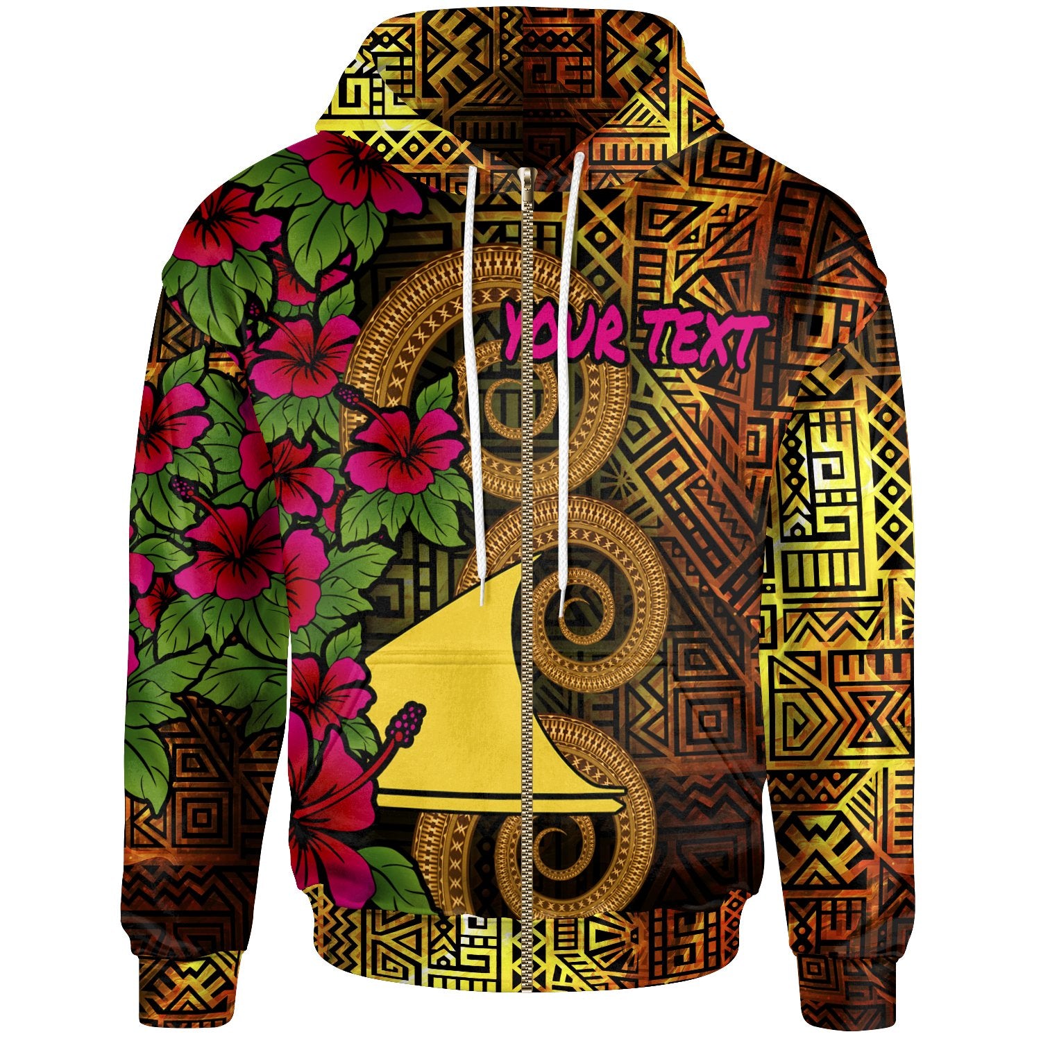 Tokelau Polynesian Custom Zip up Hoodie Hibiscus Vintage Unisex Orange - Polynesian Pride