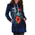 Samoa Polynesian Hoodie Dress - Blue Turtle Hibiscus - Polynesian Pride