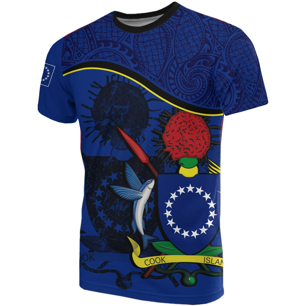 Cook islands Coat of Arms T Shirt Style Unisex Black - Polynesian Pride
