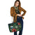 Samoa Polynesian Leather Tote Bag - Green Turtle Hibiscus - Polynesian Pride