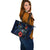 Cook Islands Polynesian Leather Tote - Blue Turtle Hibiscus - Polynesian Pride