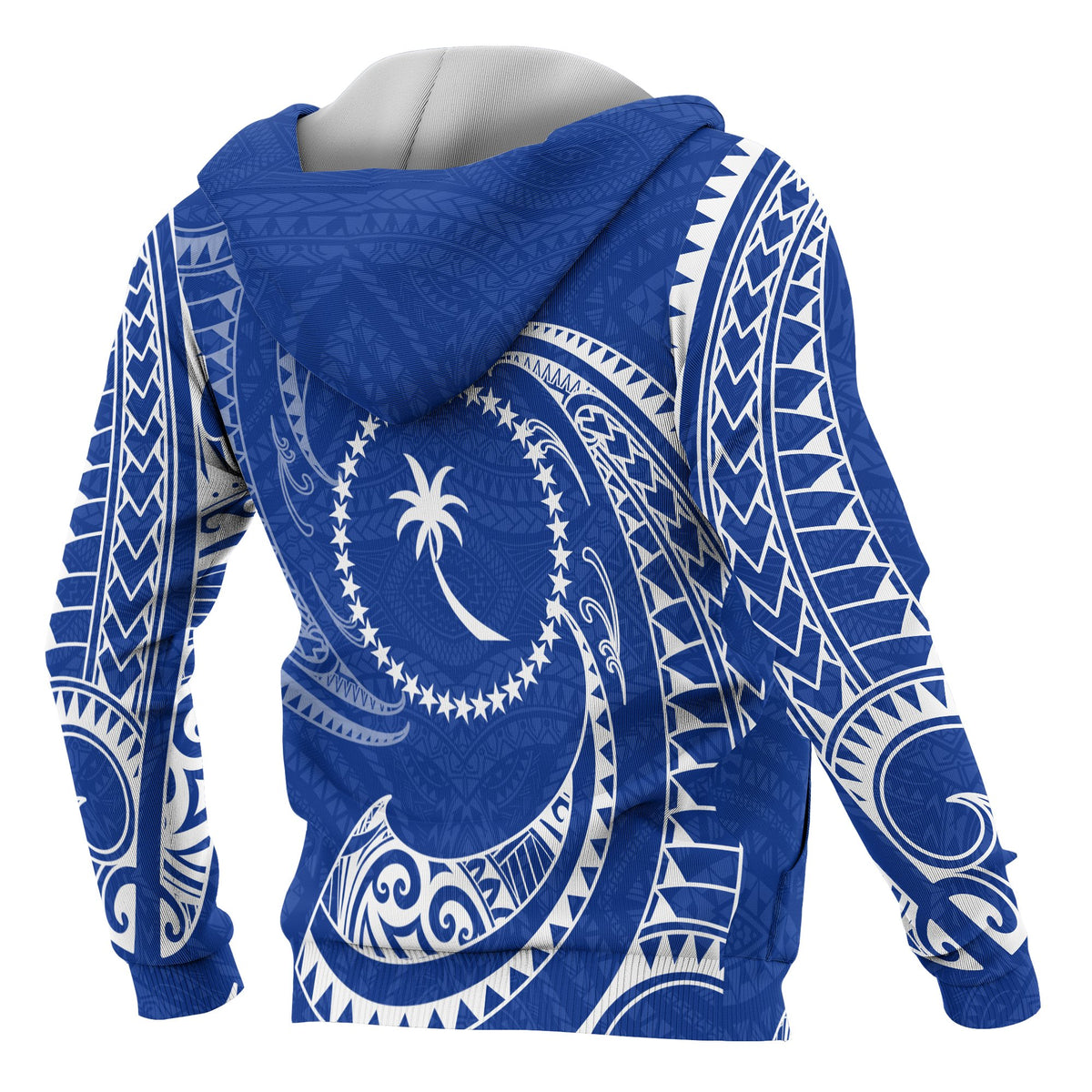 Chuuk Micronesia ll Over Hoodie Blue Tribal Wave - Polynesian Pride