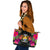 Nauru Large Leather Tote - Polynesian Hibiscus Pattern - Polynesian Pride