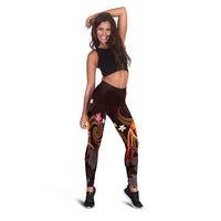 Fiji Polynesian Women's Leggings - Legend of Fiji (Red) - Polynesian Pride