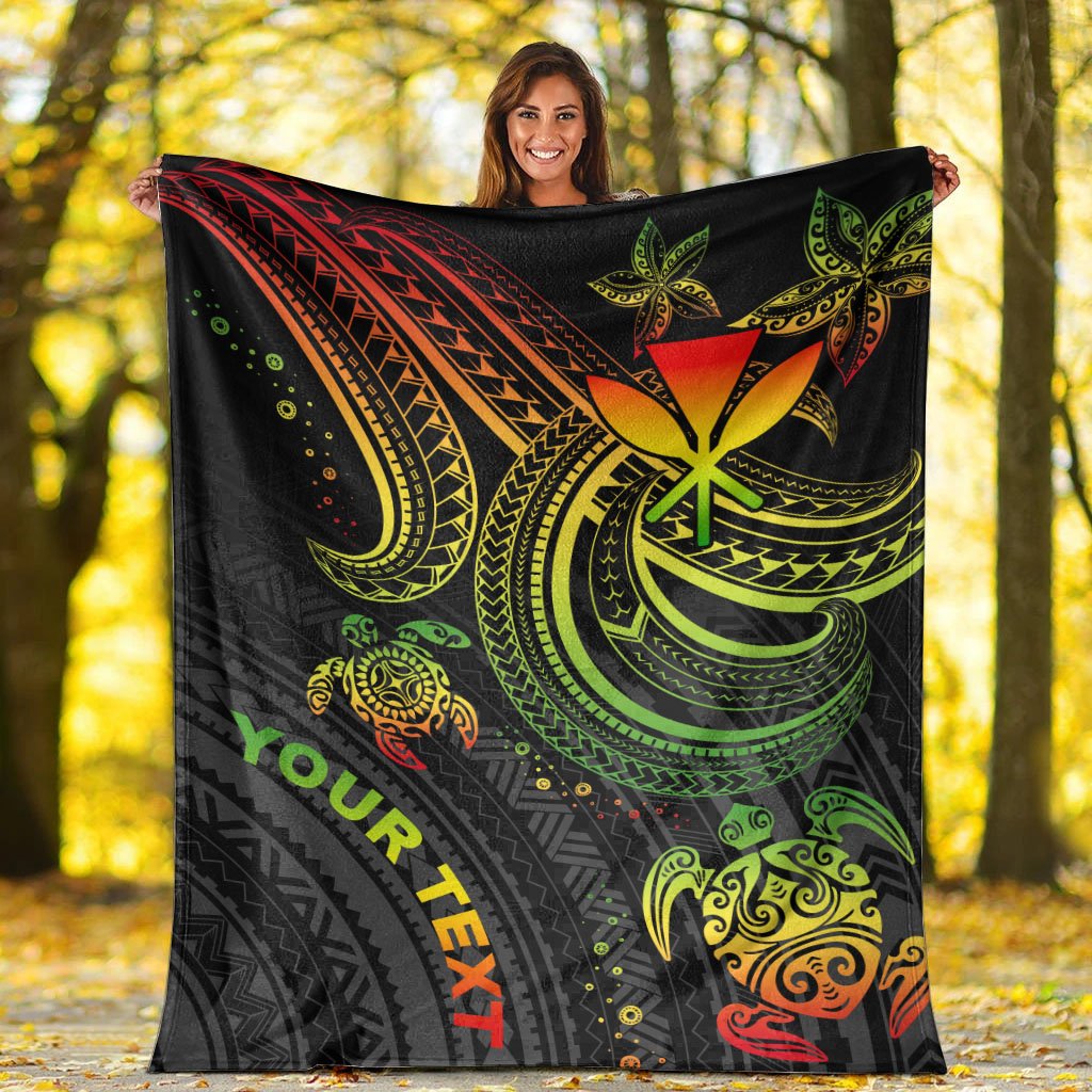 Hawaii Custom Personalised Premium Blanket - Reggae Turtle - Polynesian Pride