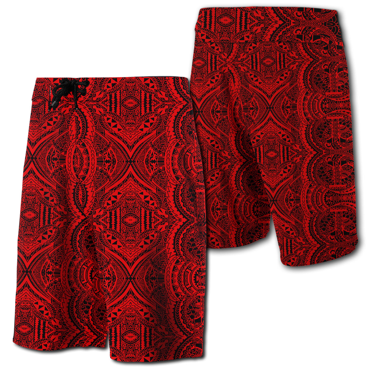 Hawaii Polynesian Symmetry Board Shorts Red Men Red - Polynesian Pride