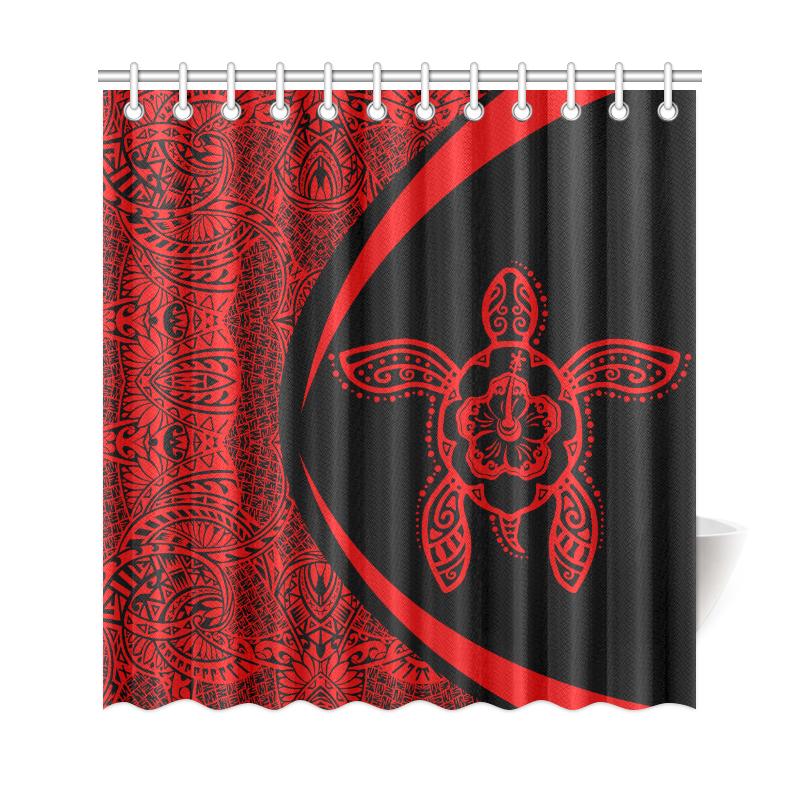 Hawaii Turtle Polynesian Shower Curtain-Circle Style Red - Polynesian Pride