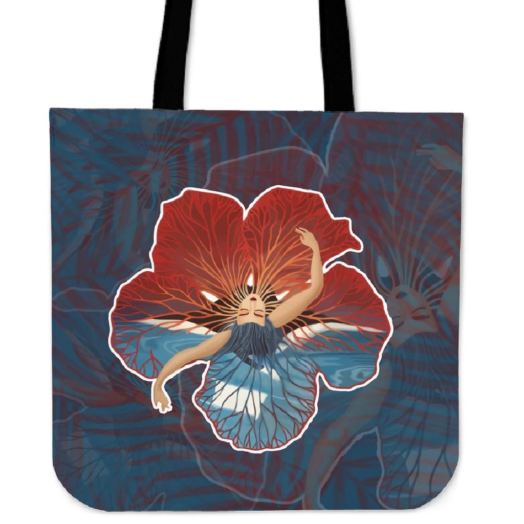Hula Dance Hibiscus Tote Bag Tote Bag One Size Blue - Polynesian Pride
