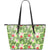 Hawaii Tropical Hibiscus, Plumeria Green Large Leather Tote Green - Polynesian Pride