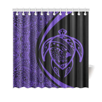 Hawaii Turtle Map Polynesian Shower Curtain - Purple - Circle Style - Polynesian Pride