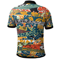 Polynesian Polo Shirt Colorful Hibiscus Flowers Pattern - Polynesian Pride