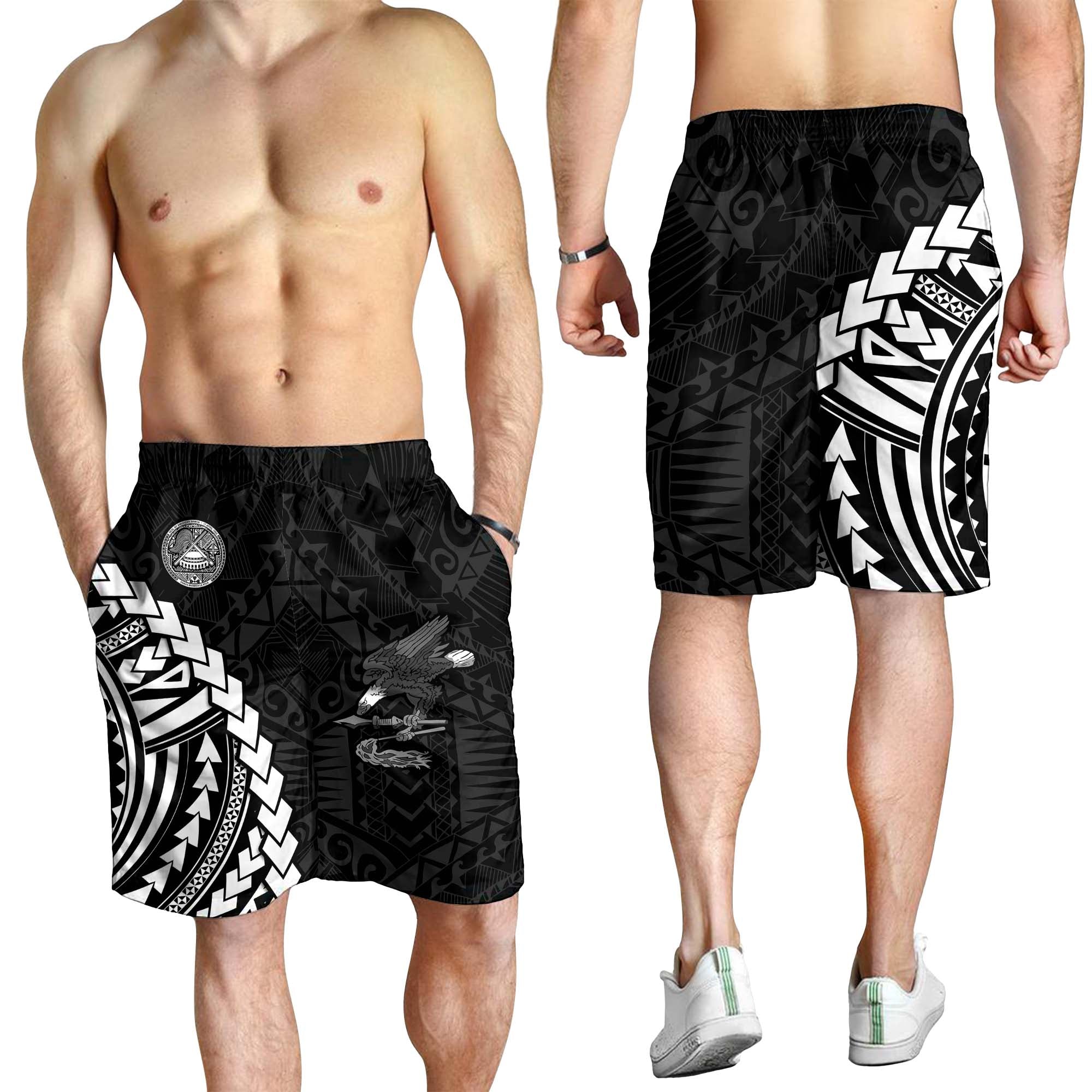 American Samoa Men Shorts Eagle mix Polynesian LT13 Men's Shorts Black - Polynesian Pride