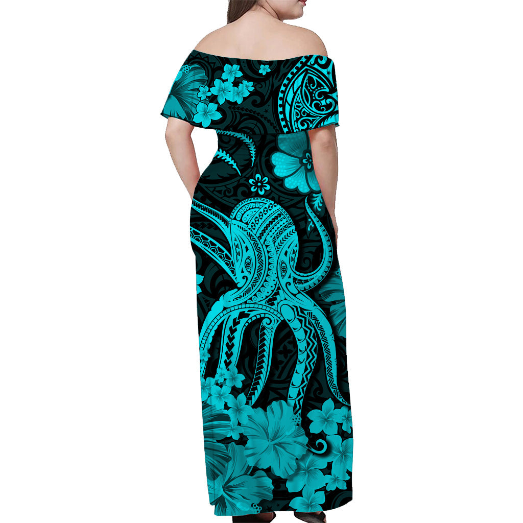Hawaii Matching Polynesia Octopus Turquoise Hawaiian Dress and Shirt LT13 - Polynesian Pride
