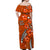 (Custom Personalised) Hawaii Off Shoulder Long Dress Polynesia Orange Hibiscus and Map Mystical LT13 - Polynesian Pride