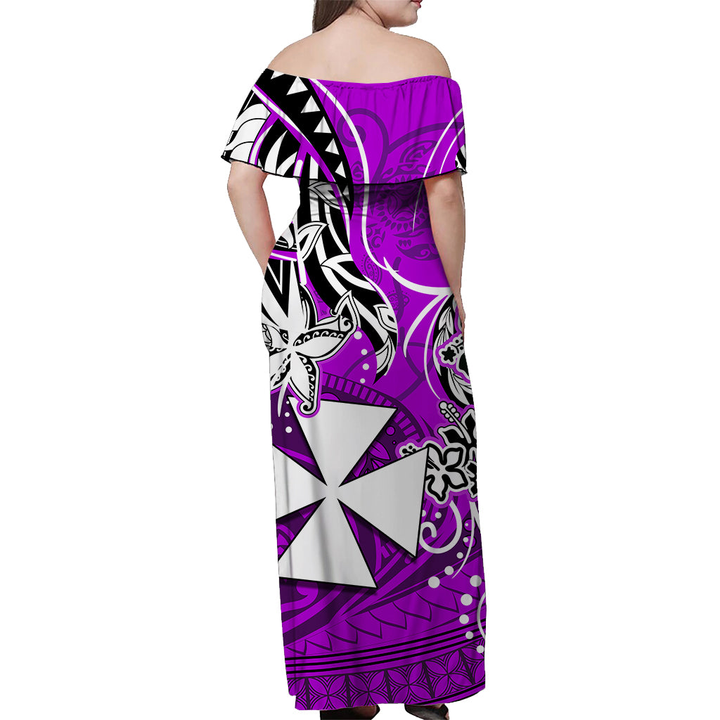 Wallis et Futuna Off Shoulder Long Dress Be Unique Purple LT13 - Polynesian Pride
