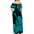 Hawaii Off Shoulder Long Dress Polynesia Turquoise Ukulele Flowers LT13 - Polynesian Pride