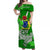 Cook Islands Off Shoulder Long Dress Hammerhead Shark LT13 Long Dress Green - Polynesian Pride