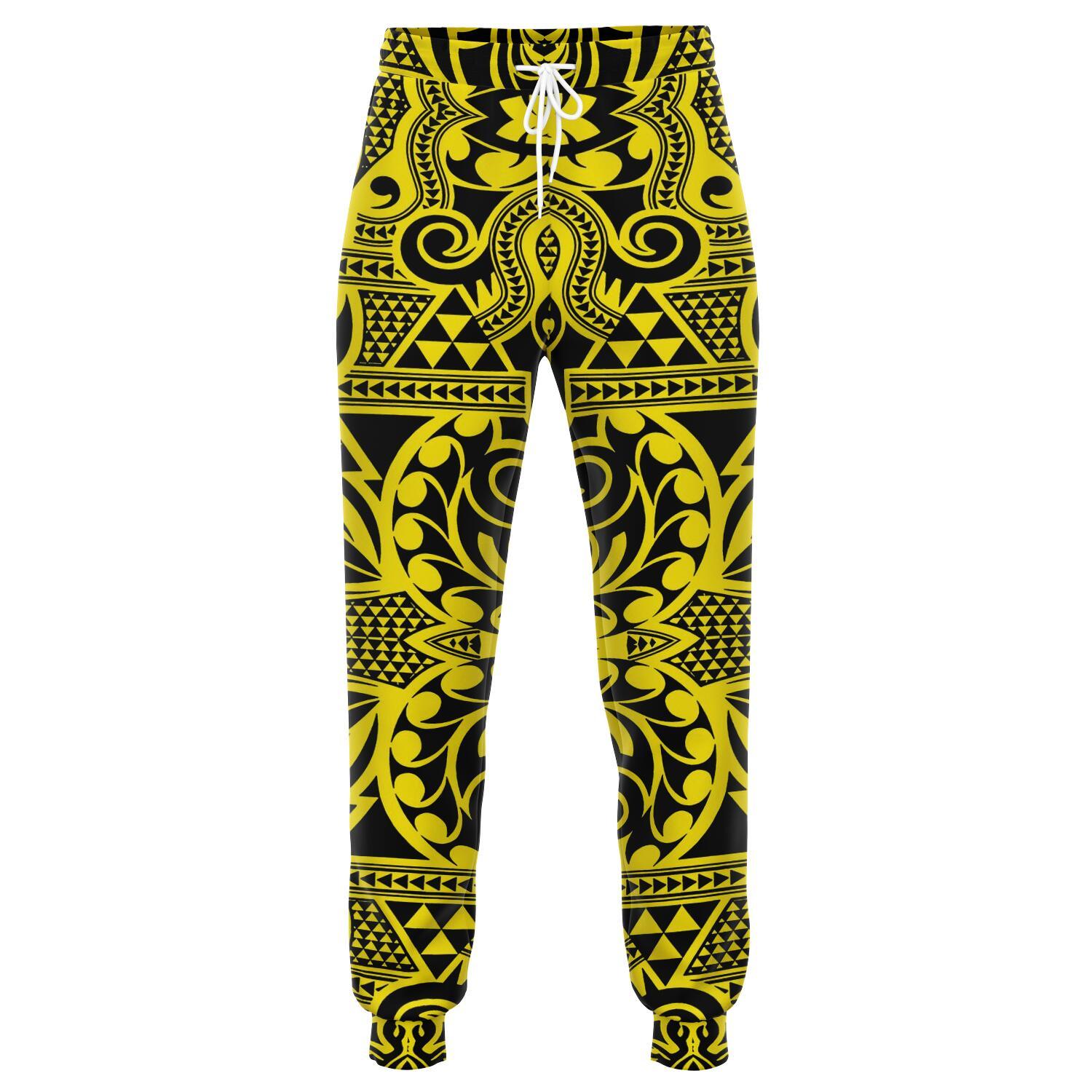 Polynesian Kakau Turtle Yellow Joggers Unisex Yellow - Polynesian Pride