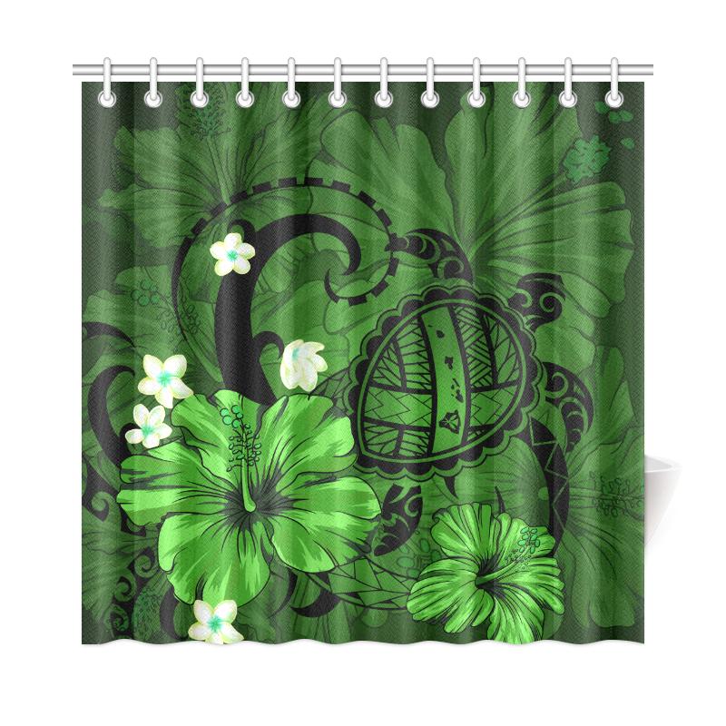 Hawaii Turtle Poly Tribal Green Shower Curtain 177 x 172 (cm) Green - Polynesian Pride