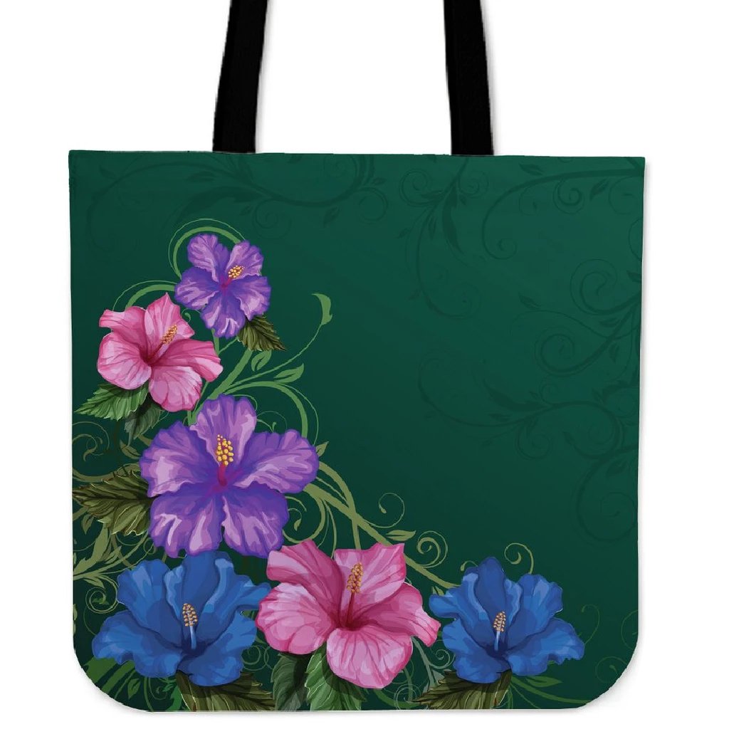 Hibiscus More Colorful Tote Bag Tote Bag One Size Green - Polynesian Pride