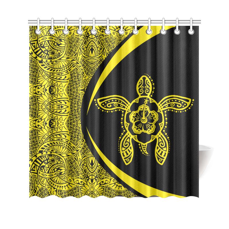 Hawaii Turtle Polynesian Shower Curtain-Circle Style Yellow 177 x 172 (cm) Black - Polynesian Pride