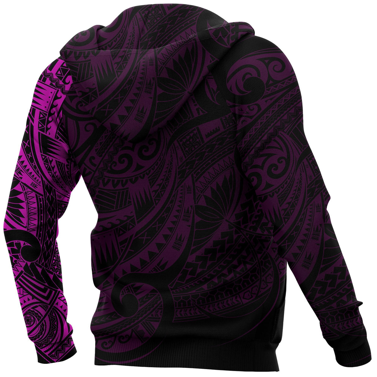 Maori Tattoo Style All Over Hoodie Pink Version - Polynesian Pride