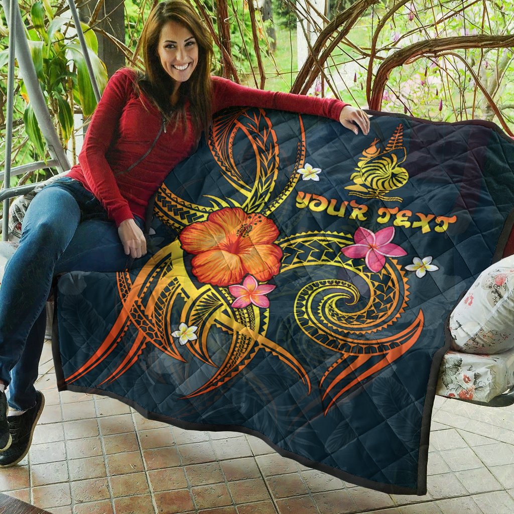 New Caledonia Polynesian Personalised Premium Quilt - Legend of New Caledonia (Blue) - Polynesian Pride