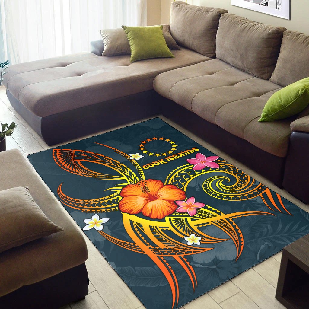 Cook Islands Polynesian Area Rug - Legend of Cook Islands (Blue) - Polynesian Pride