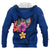 Guam Polynesian Custom Zip up Hoodie Floral With Seal Blue - Polynesian Pride