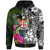 Fiji Custom Zip up Hoodie Turtle Plumeria Banana Leaf Crest Unisex Black - Polynesian Pride