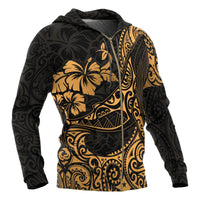 Polynesian Hawaii Zip up Hoodie Polynesian Golden Humpback Whale - Polynesian Pride