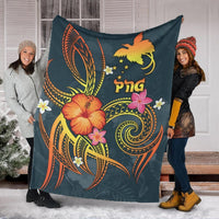 Papua New Guinea Polynesian Premium Blanket - Legend of Papua New Guinea (Blue) - Polynesian Pride