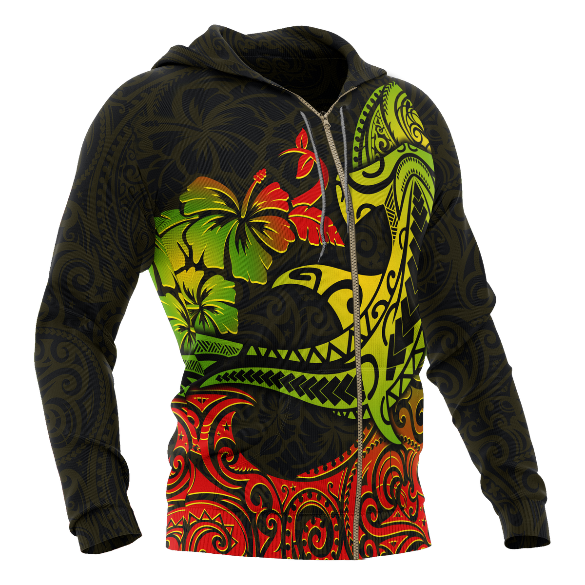 Hawaii Zip up Hoodie Polynesian Hammerhead Shark - Polynesian Pride