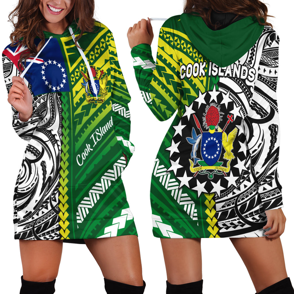 Cook Islands Unique Hoodie Dress Polynesia Pattern LT13 Green - Polynesian Pride