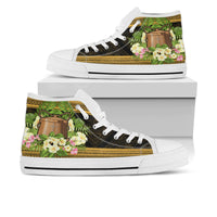 Tokelau High Top Shoes - Polynesian Gold Patterns Collection Unisex White - Polynesian Pride