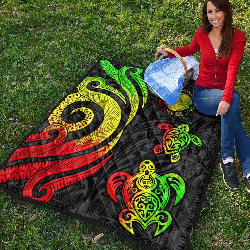 Northern Mariana Islands Premium Quilt - Reggae Tentacle Turtle - Polynesian Pride