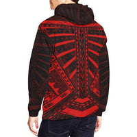 Polynesian Tattoo All Over Hoodie Red - Polynesian Pride