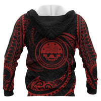 Federated States of Micronesia All Over Zip up Hoodie Red Tribal Wave - Polynesian Pride