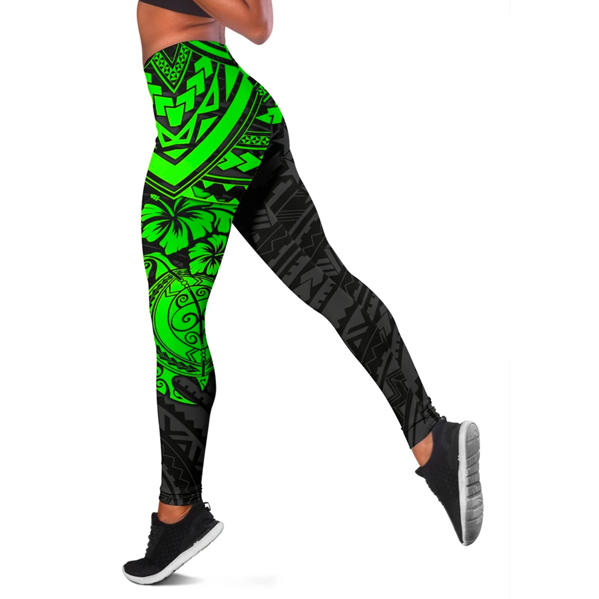 Cook Islands Polynesian Women's Leggings - Green Turtle Green - Polynesian Pride