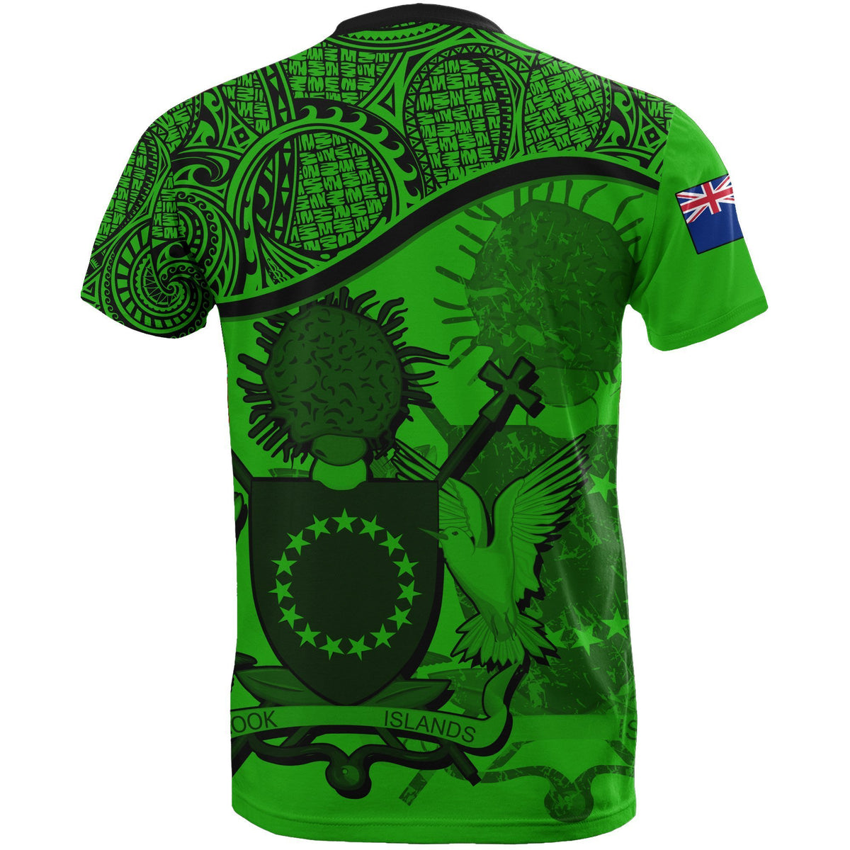 Cook islands Green Coat of Arms T Shirt - Polynesian Pride