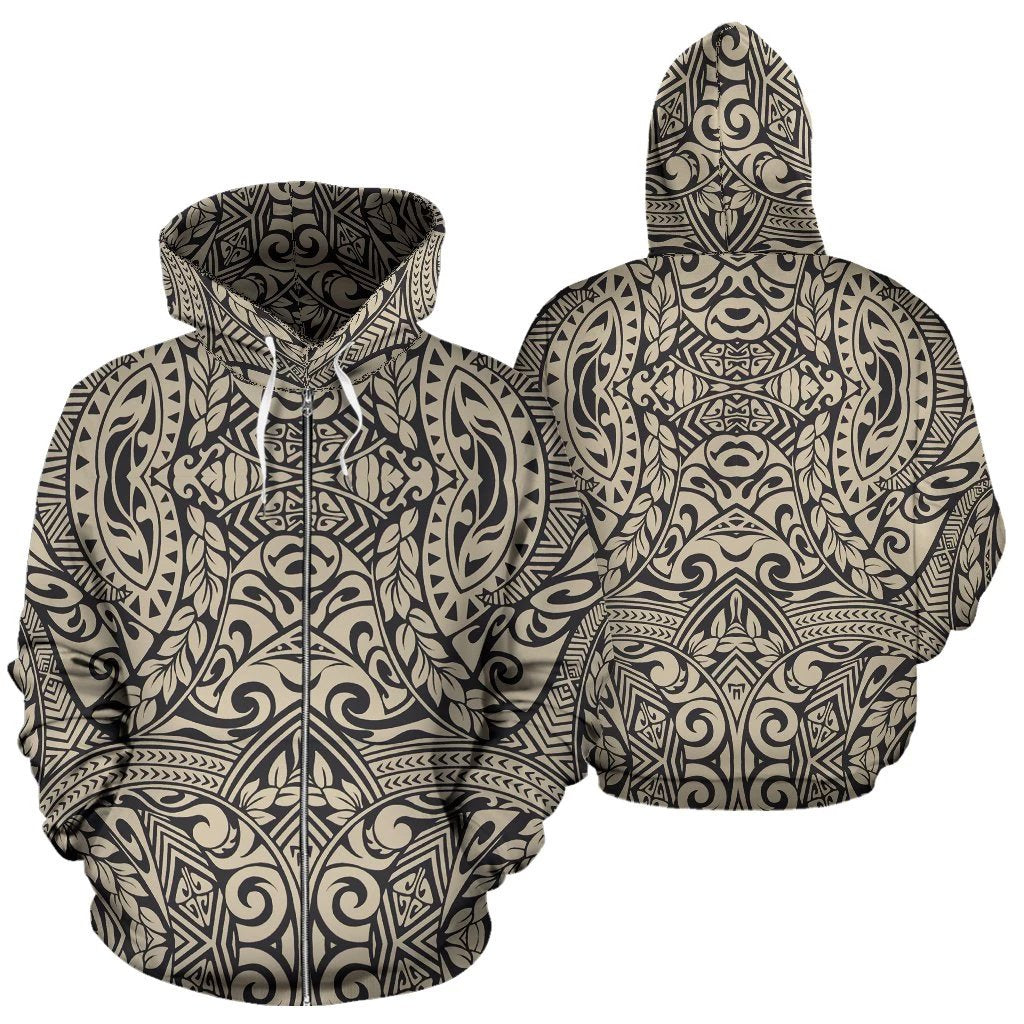 Polynesian Zip up Hoodie Tribal 17 Unisex Black - Polynesian Pride