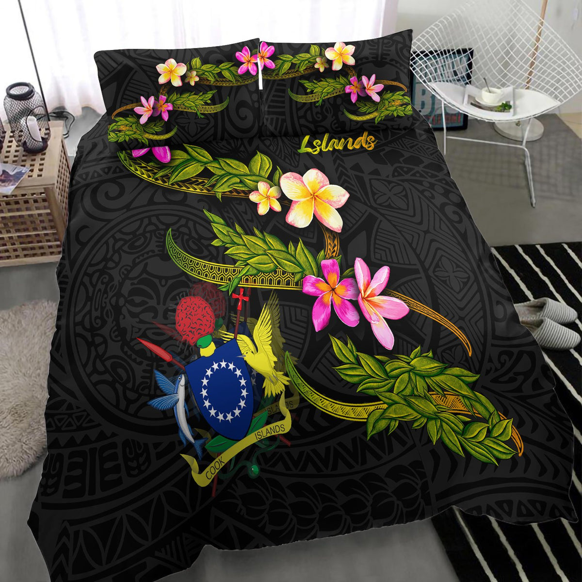 Cook Islands Polynesian Bedding Set - Plumeria Tribal - Polynesian Pride