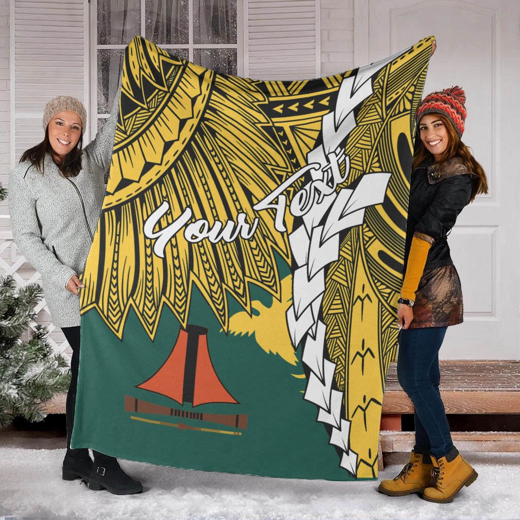 Papua New Guinea Jiwaka Province Polynesian Custom Personalised Blanket - Tribal Wave Tattoo - Polynesian Pride