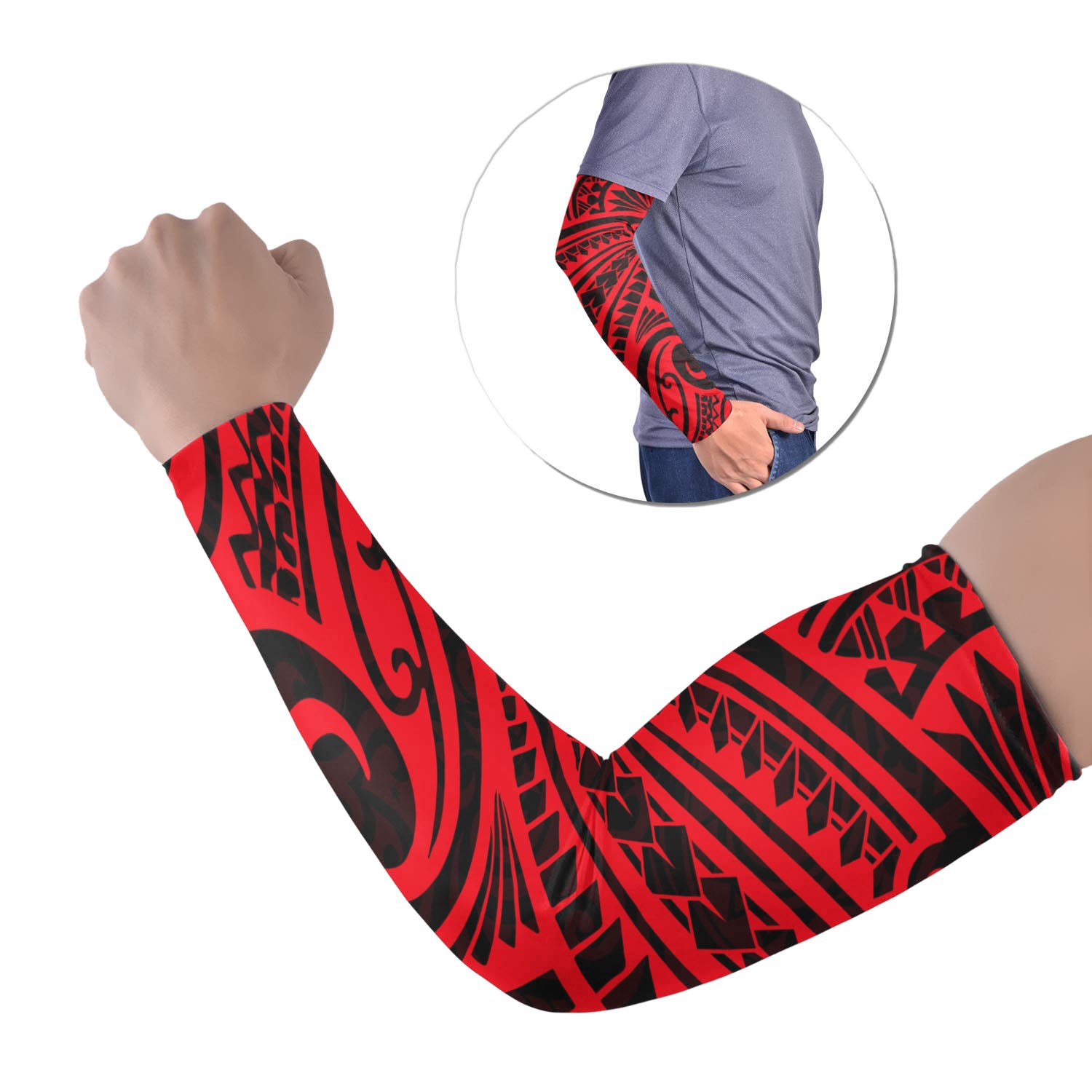 Polynesian Tribal Tattoo Arm Sleeve 43 (Set of Two) No.2 LT6 Set of 2 Black - Polynesian Pride