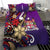 Fiji Bedding Set - Tribal Flower With Special Turtles Purple Color - Polynesian Pride