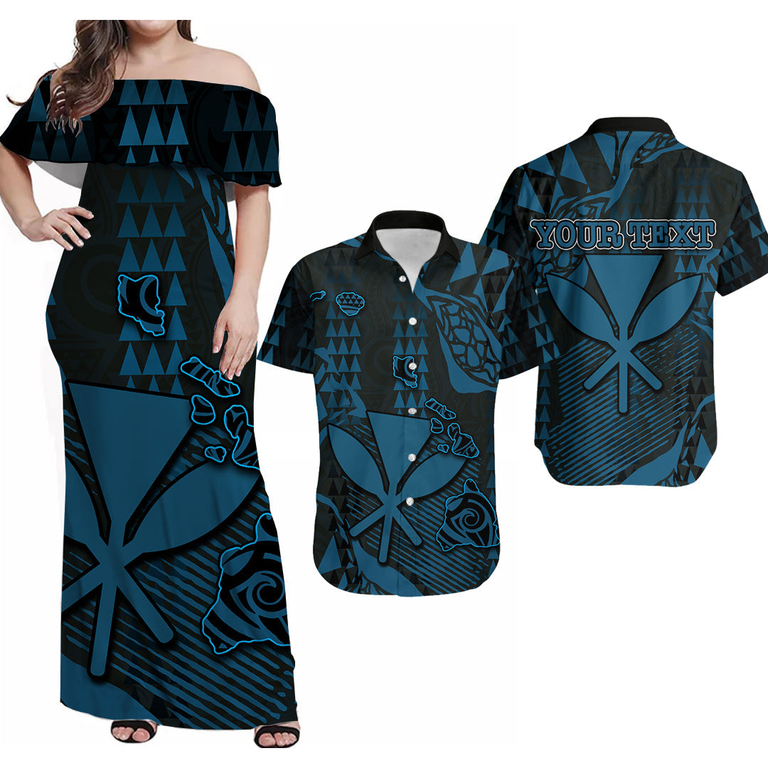 Custom Hawaii Matching Hawaiian Outfits For Coupless Summer Hawaii Kanaka Map Matching Dress and Hawaiian Shirt Style No.6 LT6 Art - Polynesian Pride