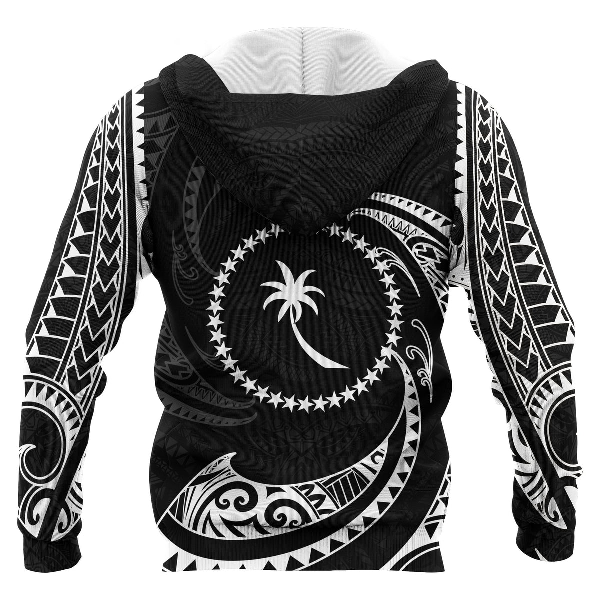 Chuuk Micronesia Hoodie White Tribal Wave - Polynesian Pride