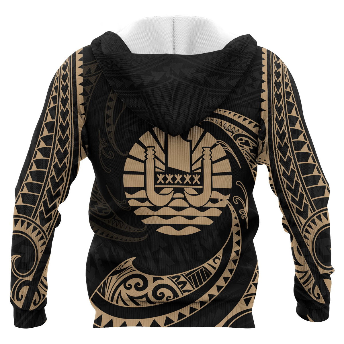 Tahiti Polynesian Custom Hoodie Gold Tribal Wave - Polynesian Pride