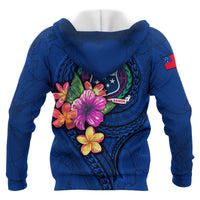 Samoa Polynesian Custom Hoodie Floral With Seal Blue - Polynesian Pride