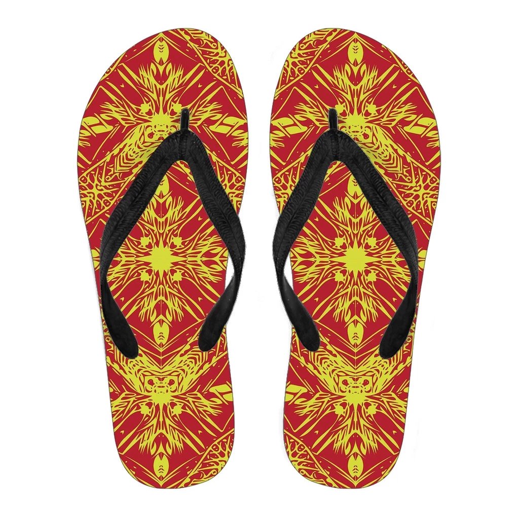 Polynesian Flip Flops Orange Men's Flip Flops Black - Polynesian Pride